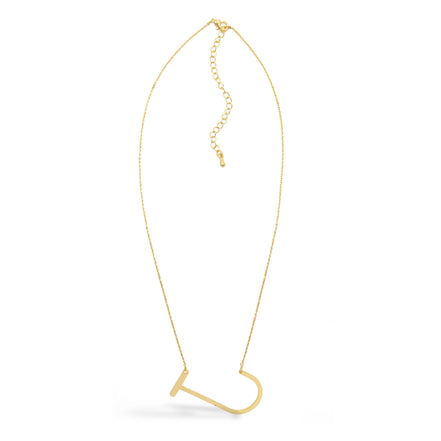 GOLD LETTER J CHARM NECKLACE # HNN90631G Gold(OE16)