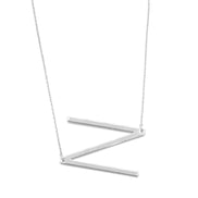 SILVER LETTER N INITIAL CHARM NECKLACE # HNN90632R Rhodium(OF15)