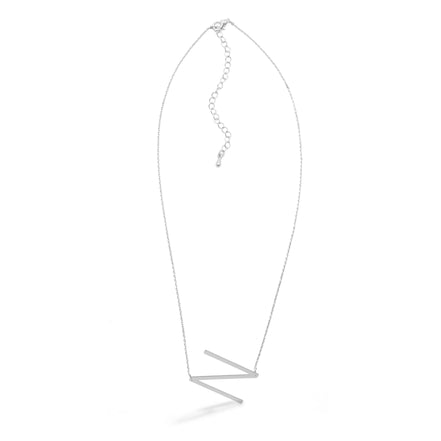 SILVER LETTER N INITIAL CHARM NECKLACE # HNN90632R Rhodium(OF15)