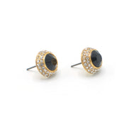 GOLD BLACK CRYSTAL RHINESTONE POST EARRINGS#HNE87183GDJT (SD15)