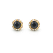 GOLD BLACK CRYSTAL RHINESTONE POST EARRINGS#HNE87183GDJT (SD15)