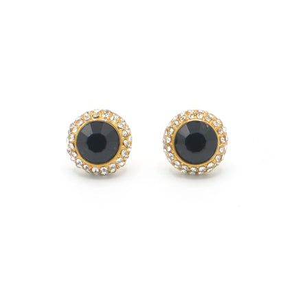 GOLD BLACK CRYSTAL RHINESTONE POST EARRINGS#HNE87183GDJT (SD15)