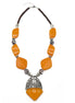 SILVER AMBER AND BROWN RESIN BEADS NECKLACE#FWNK-2109-01(IG2)