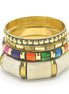 GOLD BRASS WOOD AND RESIN 4 PCS MULTICOLOR BANGLE SET#FWNK-2109-12