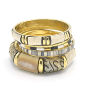 GOLD BRASS WOOD AND RESIN 4 PCS BANGLE SET#FWNK-2109-14