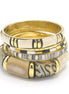 GOLD BRASS WOOD AND RESIN 4 PCS BANGLE SET#FWNK-2109-14
