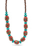 TURQUOISE AND CORAL BIG BEADS NECKLACE #FWNK-2109-26