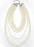Silver Cream Pearl Multi-Row Layer Necklace # HNN90626RC(JA7)