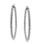 Rhodium Rhinestone Wrapped Hoop Earrings – 3