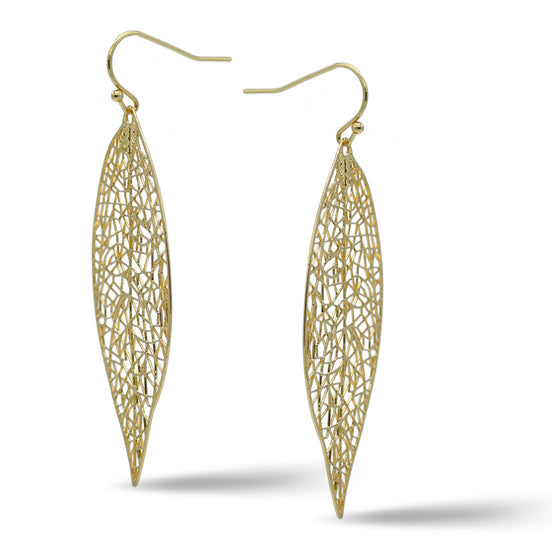 GOLD LASER CUT LIGHT WEIGHT LEAF EARRINGS # HNE90636G Gold(HD12)