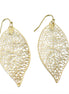 GOLD LASER CUT LIGHT WEIGHT LEAF EARRINGS # HNE90636G Gold(HD12)