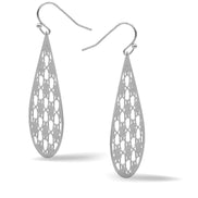 RHODIUM LASER CUT LIGHT WEIGHT TEARDROP EARRINGS # HNE90635R Rhodium(HE9/HD7)