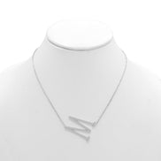 SILVER LETTER M INITIAL CHARM NECKLACE # HNN90627R Rhodium(OE8)