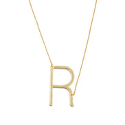 GOLD LETTER R INITIAL CHARM NECKLACE # HNN90628G Gold (OE8)