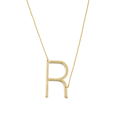 GOLD LETTER R INITIAL CHARM NECKLACE # HNN90628G Gold (OE8)