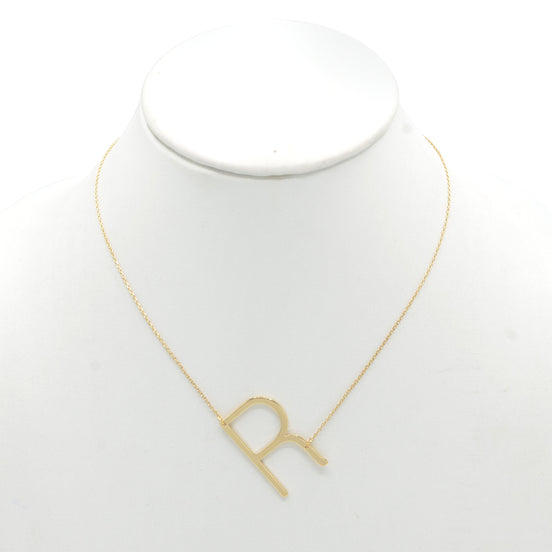 GOLD LETTER R INITIAL CHARM NECKLACE # HNN90628G Gold (OE8)