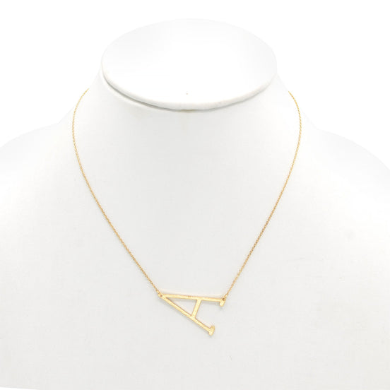 GOLD  LETTER A CHARM STATEMENT NECKLACE # HNN90630G Gold (OE4)