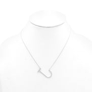 SILVER LETTER J INITIAL CHARM NECKLACE # HNN90631R Rhodium(OE16)