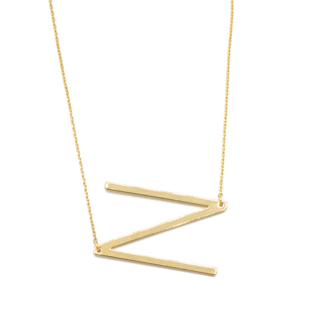 GOLD LETTER N INITIAL CHARM NECKLACE  # HNN90632G Gold (OF15)