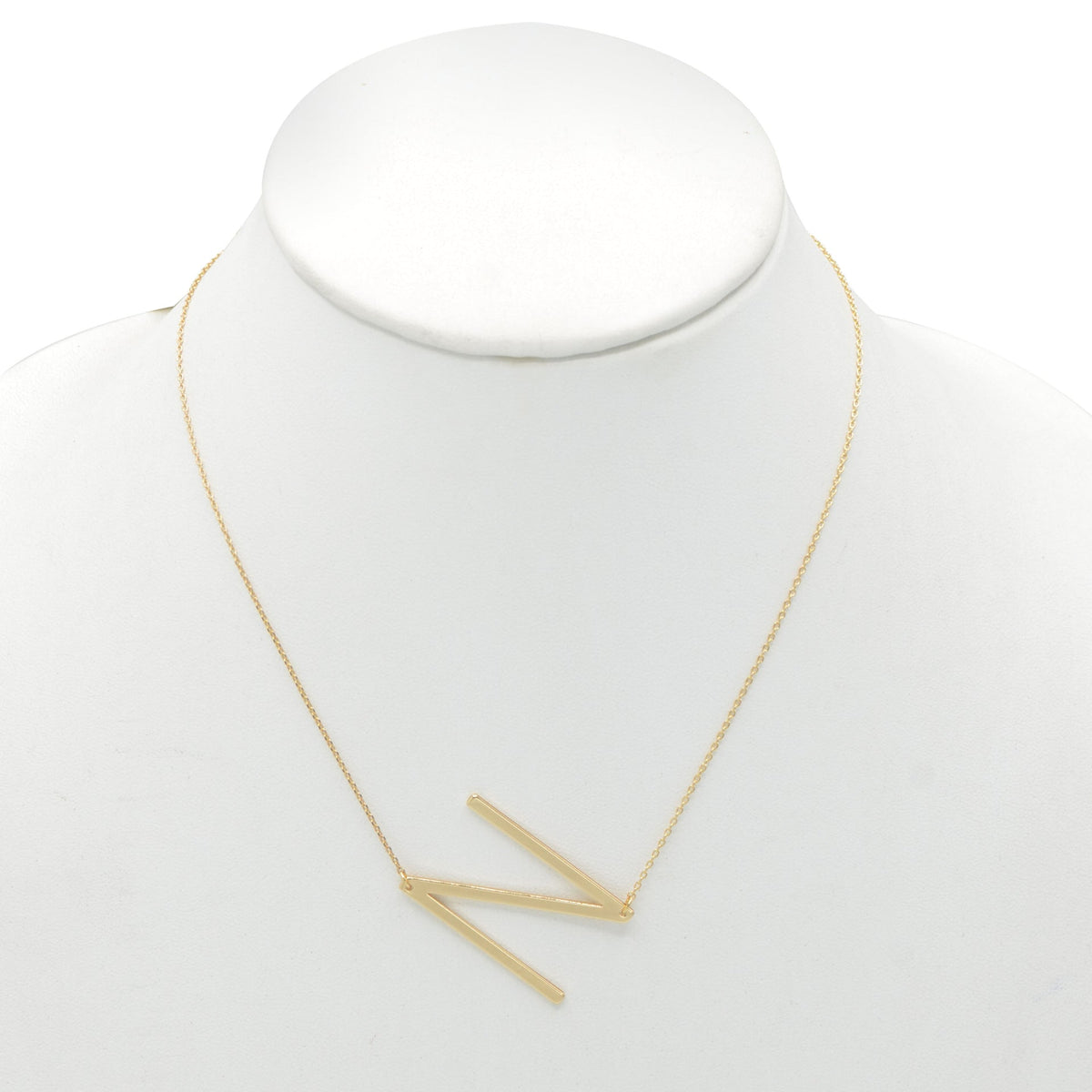 GOLD LETTER N INITIAL CHARM NECKLACE  # HNN90632G Gold (OF15)