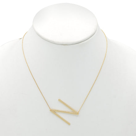 GOLD LETTER N INITIAL CHARM NECKLACE  # HNN90632G Gold (OF15)