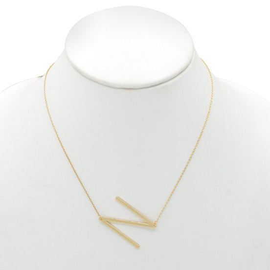GOLD LETTER N INITIAL CHARM NECKLACE  # HNN90632G Gold (OF15)