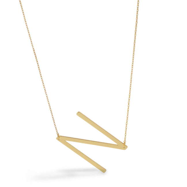 GOLD LETTER N INITIAL CHARM NECKLACE  # HNN90632G Gold (OF15)