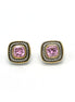 TWO TONE ROSE CRYSTAL SQUARE EARRINGS SET # 73014ER-RO(FE9)