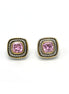 TWO TONE ROSE CRYSTAL SQUARE EARRINGS SET # 73014ER-RO(FE9)