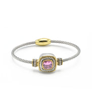 TWO TONE ROSE CRYSTAL TWISTED ROPE BRACELET #BRACELET ROSE # 73014BR-RO(FG7)