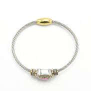 TWO TONE ROSE CRYSTAL TWISTED ROPE BRACELET #BRACELET ROSE # 73014BR-RO(FG7)