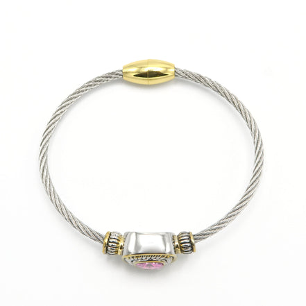 TWO TONE ROSE CRYSTAL TWISTED ROPE BRACELET #BRACELET ROSE # 73014BR-RO(FG7)