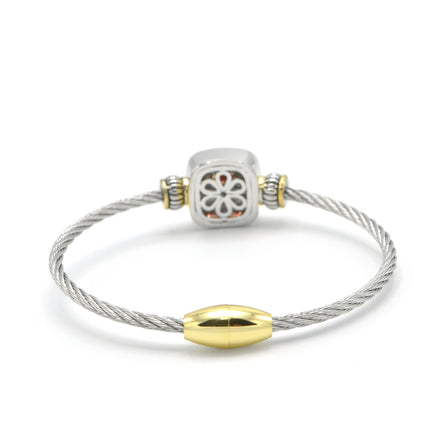 TWO TONE ROSE CRYSTAL TWISTED ROPE BRACELET #BRACELET ROSE # 73014BR-RO(FG7)