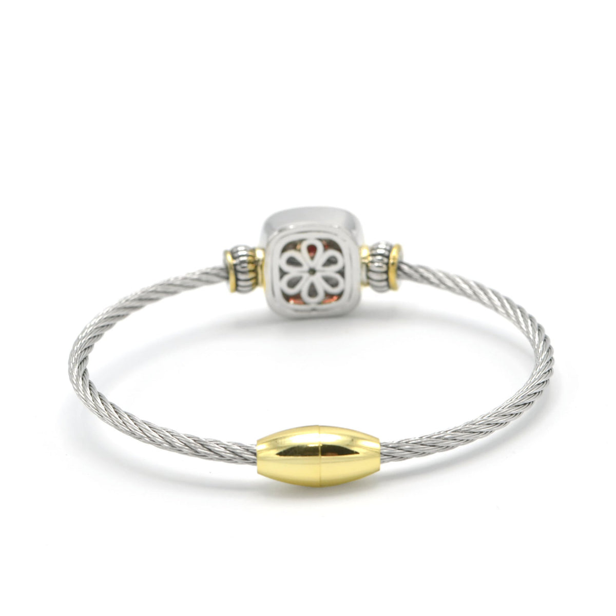 TWO TONE ROSE CRYSTAL TWISTED ROPE BRACELET #BRACELET ROSE # 73014BR-RO(FG7)