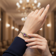 TWO TONE AMETHYST CRYSTAL TWISTED ROPE BRACELET #73014BR-AM (FH6)