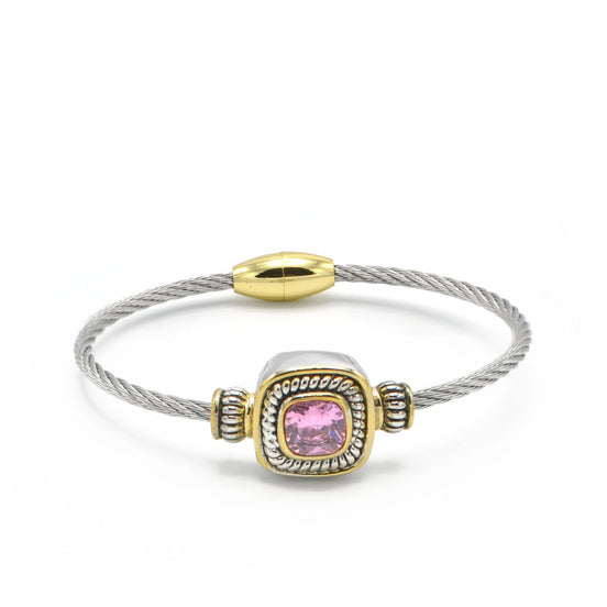 TWO TONE ROSE CRYSTAL TWISTED ROPE BRACELET #BRACELET ROSE # 73014BR-RO(FG7)