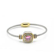 TWO TONE ROSE CRYSTAL TWISTED ROPE BRACELET #BRACELET ROSE # 73014BR-RO(FG7)