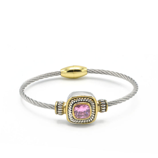 TWO TONE ROSE CRYSTAL TWISTED ROPE BRACELET #BRACELET ROSE # 73014BR-RO(FG7)