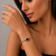 Garnet Heart Crystal Cable Bracelet – 2.5