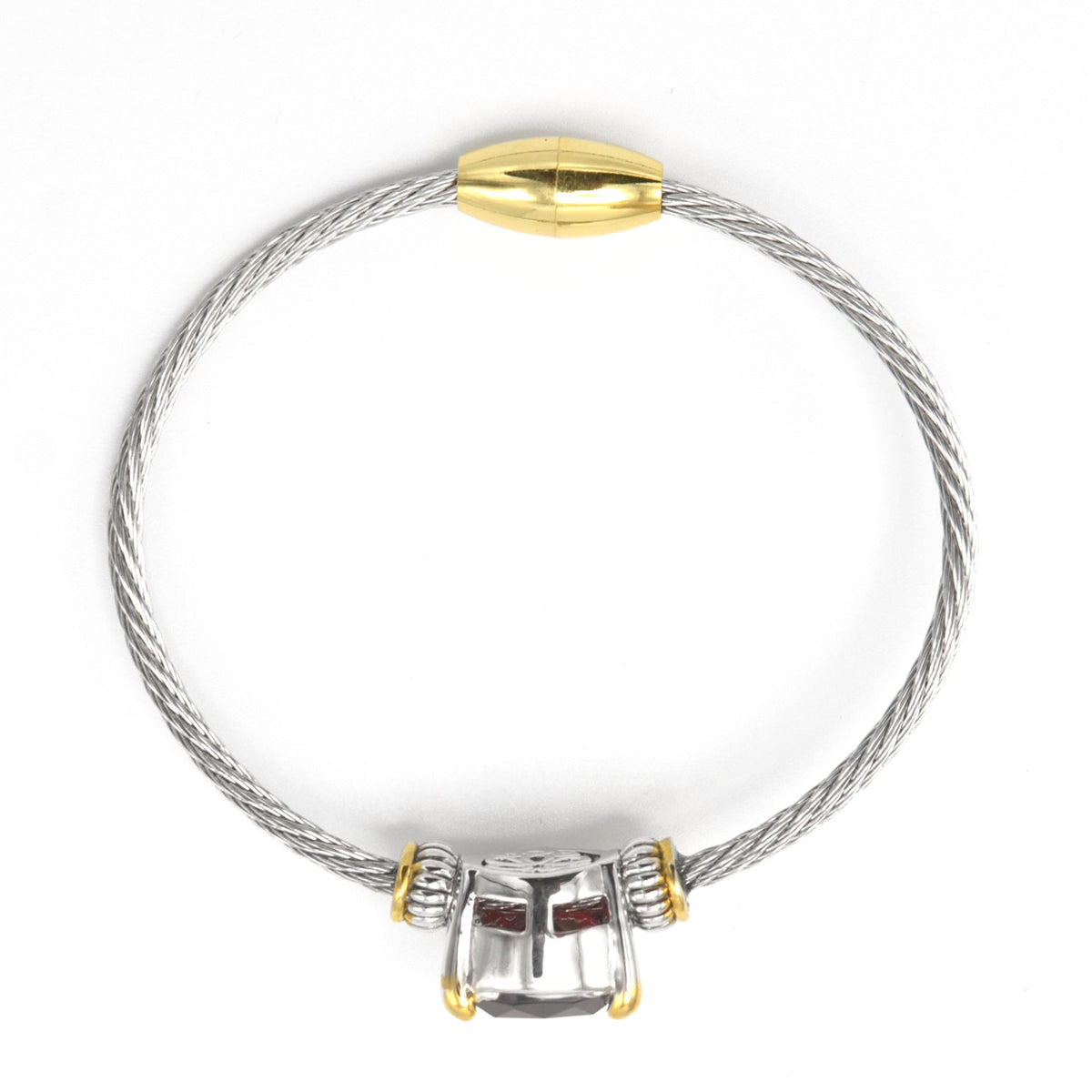 Garnet Heart Crystal Cable Bracelet – 2.5