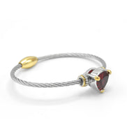 Garnet Heart Crystal Cable Bracelet – 2.5