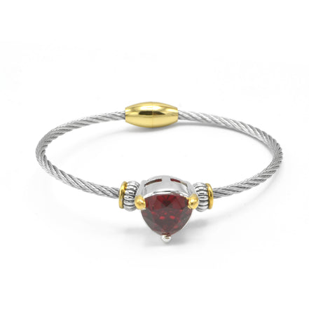 Garnet Heart Crystal Cable Bracelet – 2.5" Diameter# 4110BR-TT-SIAM(FD16)