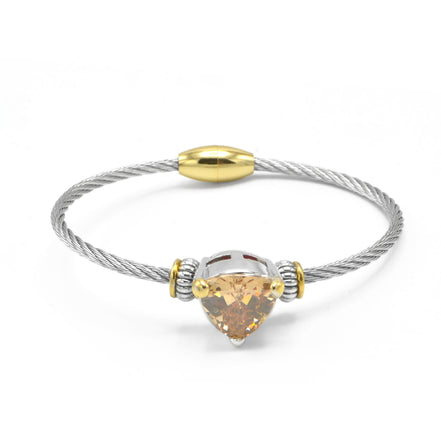 Topaz Crystal Heart Stone Cable Bracelet – 2.5" Diameter # 4110BR-TT-LT.C.T(FC13)