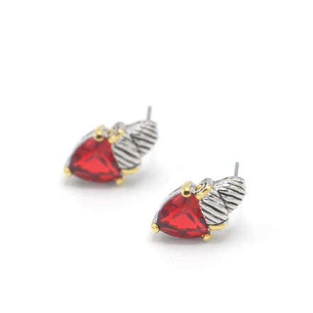 Siam Crystal Stud Earrings – Silver & Gold Tone Accents | 0.8"  # 4110ER-TTSIAM(FD16)