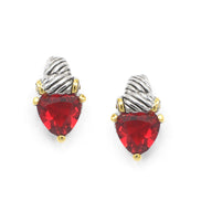 Siam Crystal Stud Earrings – Silver & Gold Tone Accents | 0.8