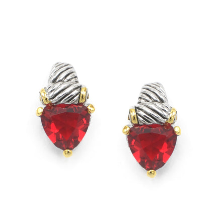 Siam Crystal Stud Earrings – Silver & Gold Tone Accents | 0.8"  # 4110ER-TTSIAM(FD16)