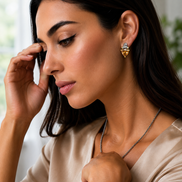 Light Topazl Stud Earrings – Silver & Gold Tone Accents | 0.8