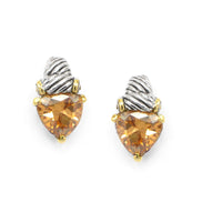 Light Topazl Stud Earrings – Silver & Gold Tone Accents | 0.8