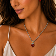 Siam Heart Pendant Necklace – 18