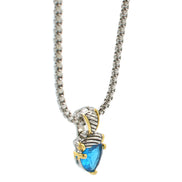 Aqua Blue  Heart Pendant Necklace – 18